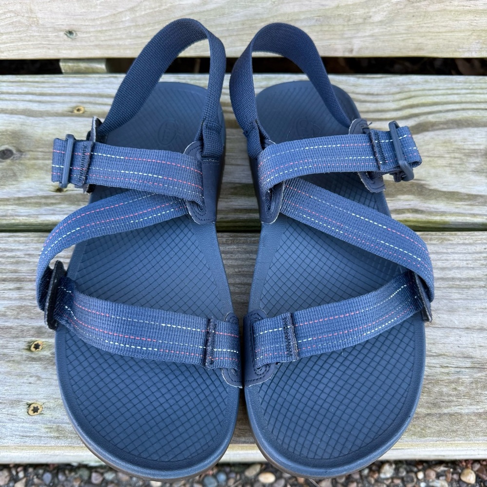 Chaco Lowdown Sandals Outdoor Sports Hiking Z Adjustable Strap Blue Red White 9
